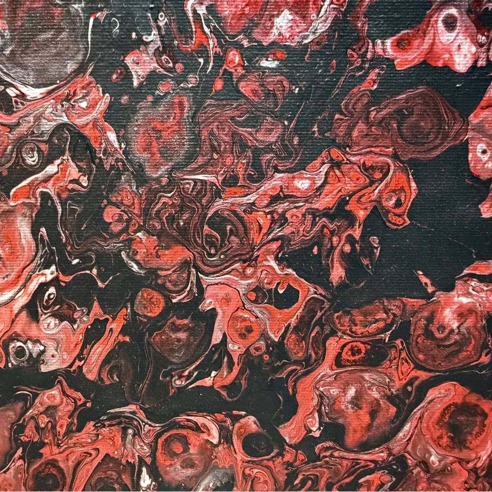 Abstract Red and Black Canvas Art 8x10